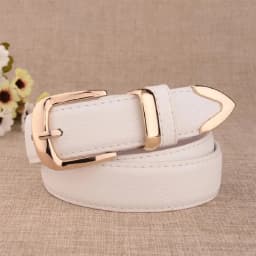 New Women's Pants Belt Leather Trendy White Belt Fashion High Quality Belt Solid Retro Needle Buckle Women's Strap LB2146-