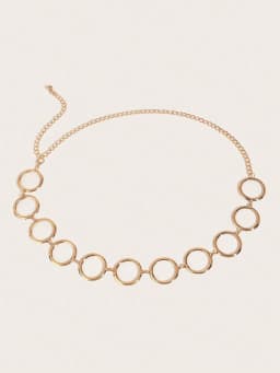 1 Plus Size Elegant and Sweet Style Women's Gold Chain Belt, Metal Hollowed-Out Ring Waist Chain,spring,summer,Dress Accessory