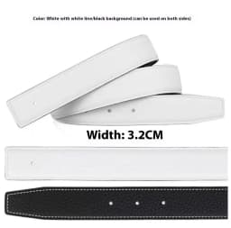 3.2/3.8cm Luxury Wide Belt Without Buckle Fashion Belts First Layer Genuine Cowhide Belt,Unisex,Double-sided,Two-color