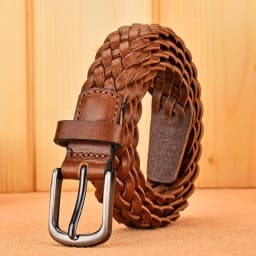 2023 Women Casual Luxury New Style Width 2.5cm Woven Belt Needle Buckle Real Leather Head Layer Cowhide Handmade Decorative