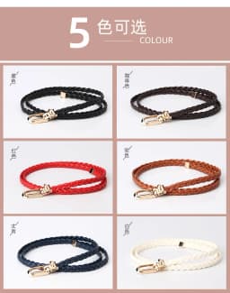 0.9x106cm Women Thin Skinny Vintage Ladies Dress Belts Braid PU Leather Belt for Jeans Pin Buckle Female Strap Candy Colors