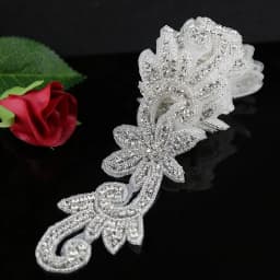 JLZXSY 1 Yard Crystal Trim, Rhinestone Applique, Hot Fix Iron on Bridal Crystal Applique (Rose Gold, Gold, Silver)