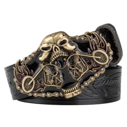 Embossed Lerther Belt Cowboy Motorcycle Buckle Leisure Decoration
