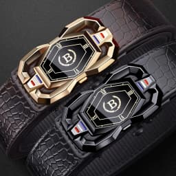 New Men's Crocodile Pattern Automatic Buckle Belt Fashionable Men's Casual Shorts Business Belt Trendy Youth Belt