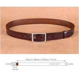 KOLBER 3.3cm Women's Leather Belt Metal Silver Buckle Trouser Belt for Women Natural Cowhide Brown Casual Belt Female Waistband
