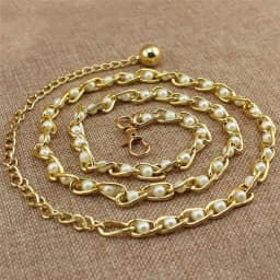Women Fashion Imitation Pearl Waist Chain Female Olivet Thin Belts Women Waistband Strap Dress Accessories