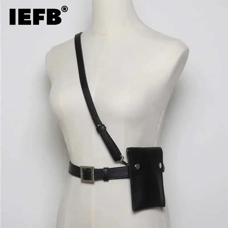 IEFB Straps All Math Men Women's Belt Mini- Packet New Fashion Black PU Leather Belts Clothes Accessories Multi-purpose 9Y116