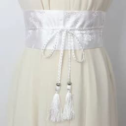 Vintage Floral Embroidered Waistband for Women Elegant Chinese Style Bow Tie Wrap Around Belt with Tassels for Dress Clothing