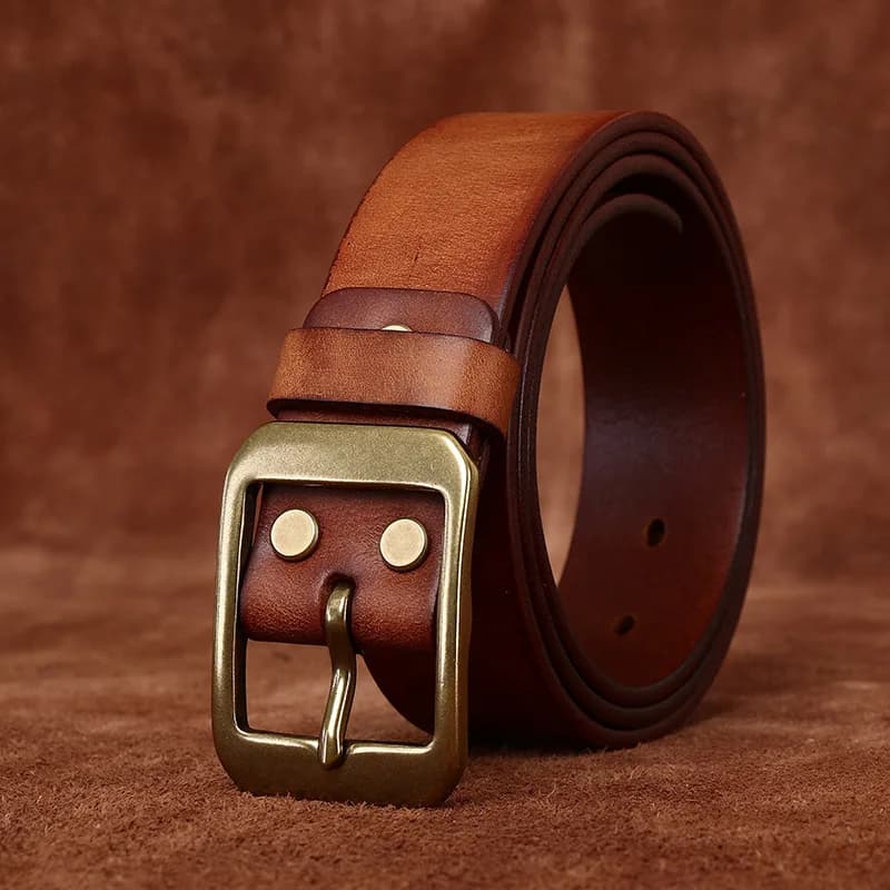 3.8CM Pure Cowhide High Quality Genuine Leather Belts for Men Brand Strap Male Brass Buckle Vintage Jeans Cowboy Luxury Cintos