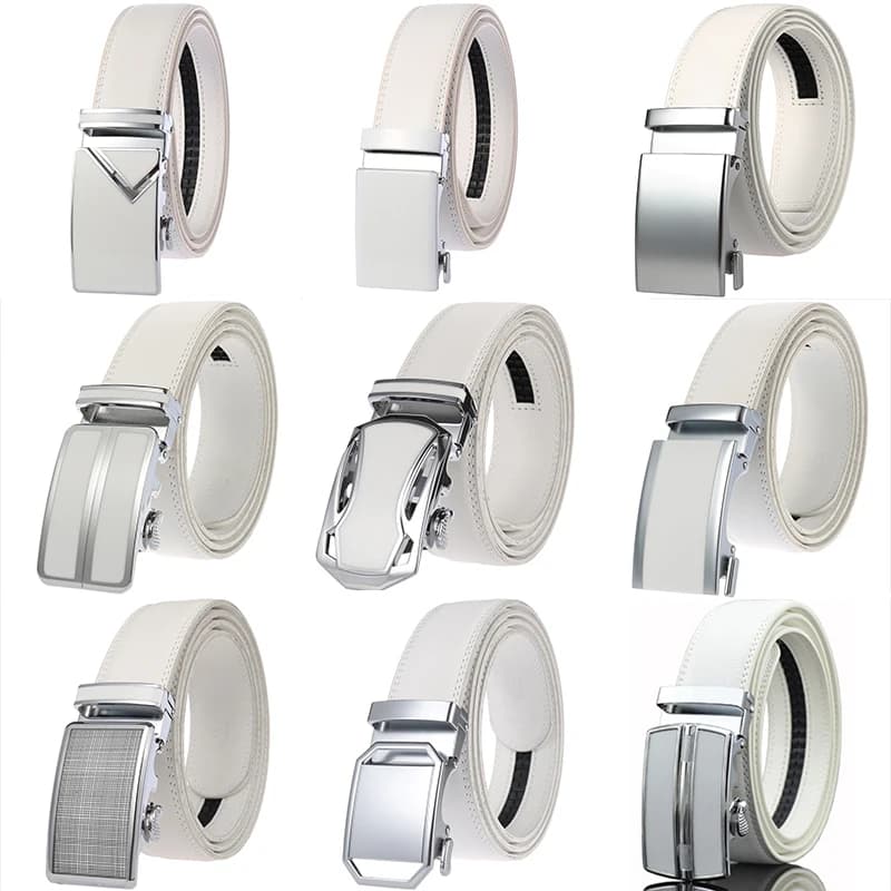 CETIRI 130cm 140cm 150cm 160cm Plus Size Long Belt White Men Belt Alloy Automatic Buckle Real Leather Belts Luxury Brand