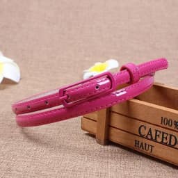 Fashion Thin Belt for Dress Sweater Jean Fashion Candy Colors Simplicity Solid Color PU Patent Leather Waistband Belts for Women