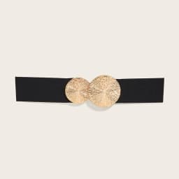 Elastic Belt Women Textured Metal Round Buckle Waistband Luxury Skirt Dress Coat Decorative Girdle Belts