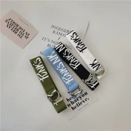 Korean Letter Canvas Belt Student Harajuku Pant Strap Double D-Ring Buckle Casual Unisex Waistband For Jeans Tactical Belts