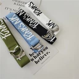 Korean Letter Canvas Belt Student Harajuku Pant Strap Double D-Ring Buckle Casual Unisex Waistband For Jeans Tactical Belts