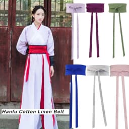 Antique Style Hanfu Belt 370cm Solid Color Cotton Linen Waistband Women Hanfu Dress Decor Waist Belt Cosplay Accessories