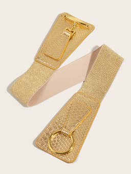 5x68cm Fashion Women Gold Silver PU Leather Elastic Cummerbunds Female Dress Corsets Waistband Decoration Stretch Wide Belt