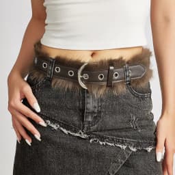 PU Belts Y2K Punk Waistband Women Fashion Plush Belt Faux Fur Waist Belt Pin Buckle Jeans Decor Belt Spice Girl Casual Strap
