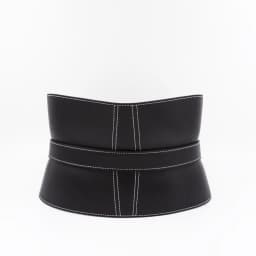 Top-stitched waist seal leather women's wide waistband black pin buckle fashion soft leather dress decorative belt