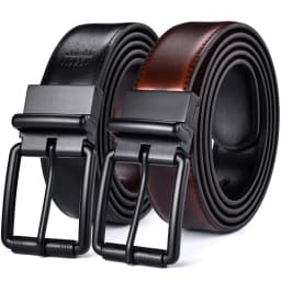 1Pcs Men's Leather Reversible Belt Roller Buckle 34mm Wide 1 Reverse for 2 Colors Suitable for pairing Casual Jean