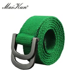 Maikun Men's Canvas Belts for Women Tactical Belt for Military Jeans Double Ring Buckle Belts