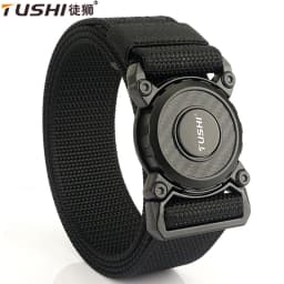 TUSHI Genuine Tactical Belt Quick Release Outdoor Military Belt Soft Real Nylon Sports Accessories Men and Women Black Belt