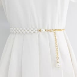 Fashion Adjustable Acrylic Pearl Belt Women Ladies Metal Thin Chain Belt Slim Body Chains Straps Dress Skirt Elastic Waistband