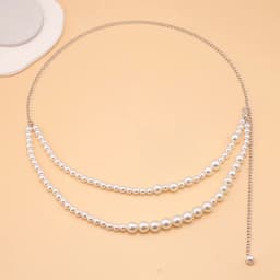 Women's Elegant Immitation Pearl Waist Chains Sexy Double Layers Beads Shell Metal Chain Belt Hot Trendy Body Chain Jewelry