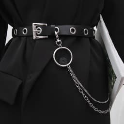 Women Belt PU Leather Pin Buckle Punk Wind Jeans New style fashion Female Black Free Size Grommet Belts For Pants