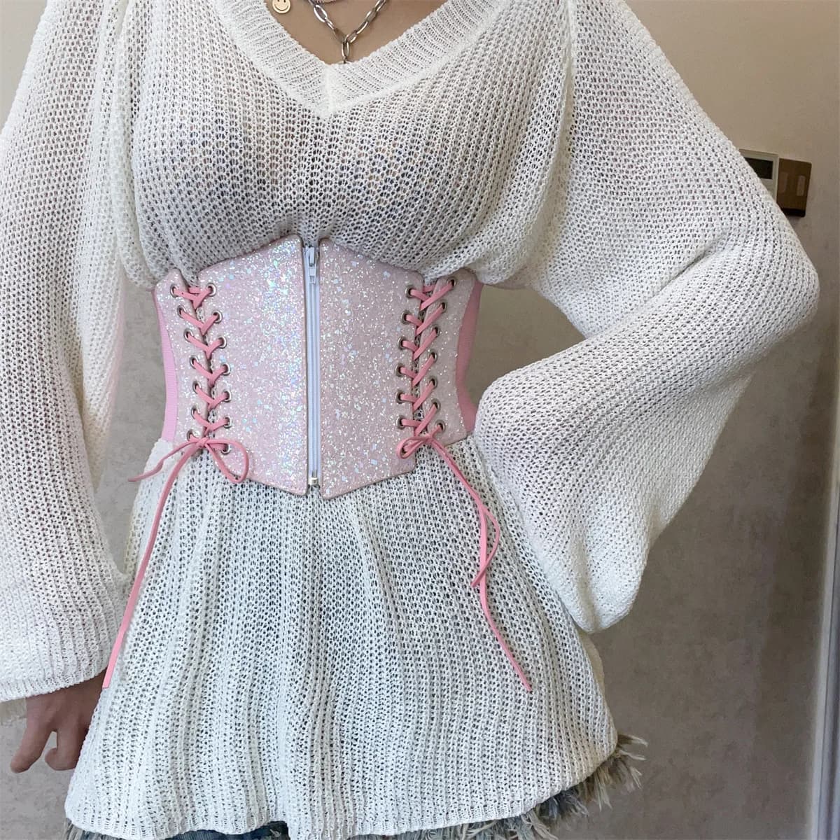 Fashion Lace Up Punk Corset Wide Belt Women Slimming Body Elastic Bustier Waistband PU Leather Hip Hop Gothic Girdle Belt Straps