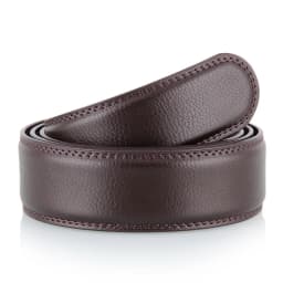 3.0cm/3.5cm Men Cow Leather Ratchet Belt Without Buckle Black Coffee Business Belt No Holes Fit for Automatic Buckle