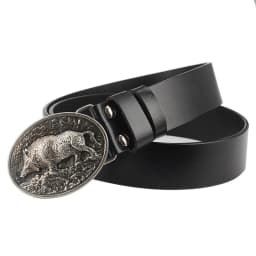 Genuine Leather male metal belt buckle fashion strap for men gift belt Wild boar pattern