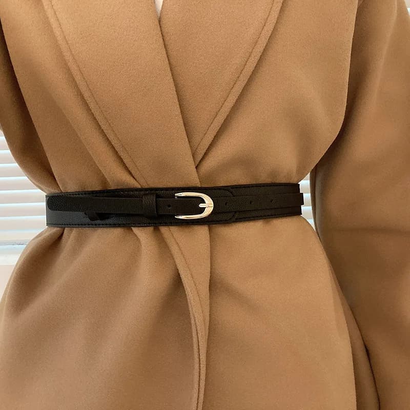 Women Wide Leather Belts Retro Metal Buckle Skinny Waistband Punk Female Lady Dress Coat Decorative Waist Straps
