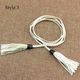Women Long rope Waist Chain Belt Braided PU Leather Long Tassel Decoration Dress Waist Rope Knotted Skinny String Waistband