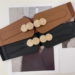 Luxury Ladies Wide Belt Elastic Vintage Buckle Leather Wide Fashion Wild Pin Buckle Women's Belt Waist Seal Belt