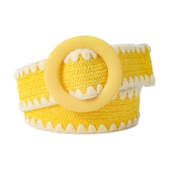 Women Fashion Belt Straw Woven Elastic Wide Strap with Matching Round Buckle