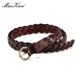 Maikun Fashion Ladies Woven Candy Belt Alloy Pin Buckle Women's Thin Belt