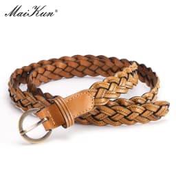 Maikun Fashion Ladies Woven Candy Belt Alloy Pin Buckle Women's Thin Belt