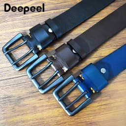 4.3cm*105-125cm Men's Cowskin Belt Genuine Leather Crafts Jeans Belts Double Pin Buckle Luxury Designer Waistband for Men Gift