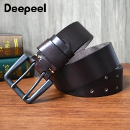 4.3cm*105-125cm Men's Cowskin Belt Genuine Leather Crafts Jeans Belts Double Pin Buckle Luxury Designer Waistband for Men Gift