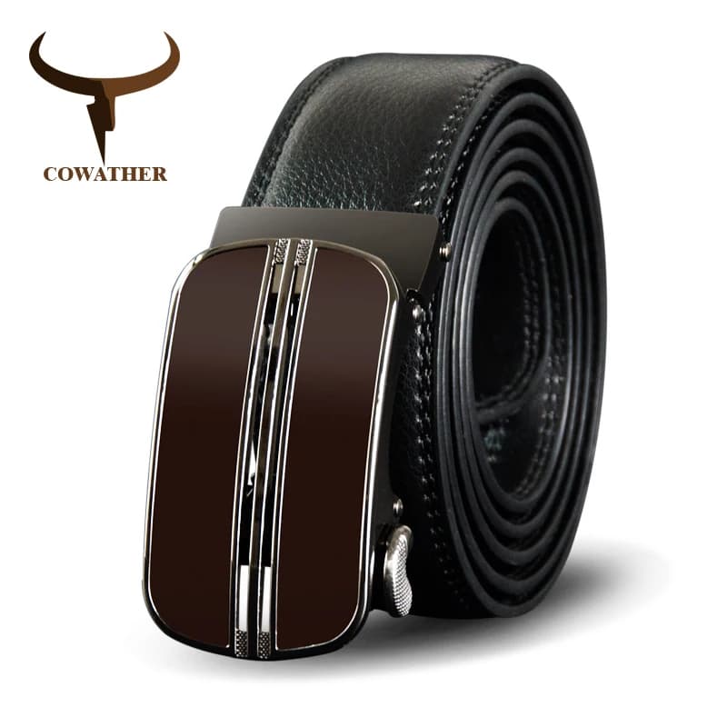 COWATHER Belt For Men Cow Genuine Leather Men Belt New Arrival Brown Automatic Buckle Male Strap Top Quality Cowhide Male Belts