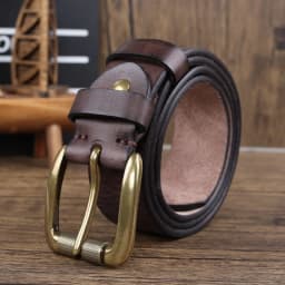 Thickened American Retro Handmade Men's Leather Belt with Pure Cowhide Copper Buckle Jeans Leather Waist