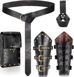 Renaissance Medieval Belt Skirt Hiking Viking Horn Design Leather Cover for Sword Frog Accessory