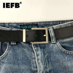 IEFB Brown Square Buckle Wide Belt Female Wild Decoration With Skirt Jeans Suit Students Accessories Fashion Belts Male Simple