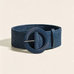 5CM X100CM Woven Wide Belt Women Retro Round Buckle Elastic Waist Decorative Cross Border Supply Navy Blue High Quality Fashion