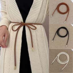Vintage Belt New Round Leather Rope Dress Coat Embellished String Belt For Women Solid Fashion Long Waist Chain PU Leather Belt