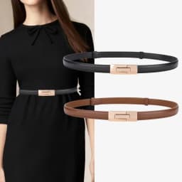 Soft Cowhide Thin Belt Ladies Decorative Dress Adjustable Black Belt Female Fashion Luxury Leather Belt Women