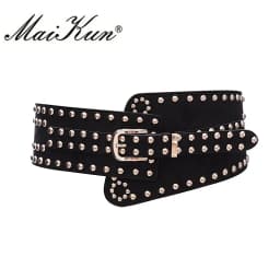 Maikun Belts for Women Punk Style Female Belt Cummerbund Wide Irregular Pin Buckle Women Belt