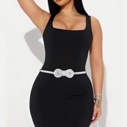 Women's Metal Tight Waistband Dress, Gold Elastic Thin Waistband, Elastic Dress Waistband