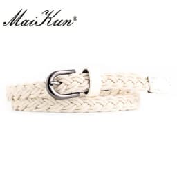 Brand Designer Casual Dress Belts for Women Thin Braid Genuine Leather Belt for Jeans Pin Buckle Female Strap Candy Color