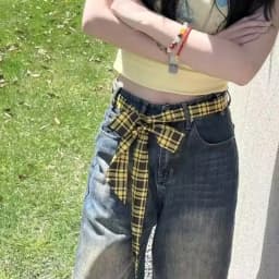 Trendy Long Skinny Plaid Waist Belt with Jeans Necktie Scarf - Fashionable Hairband & Decorative Accessory for Stylish Outfits